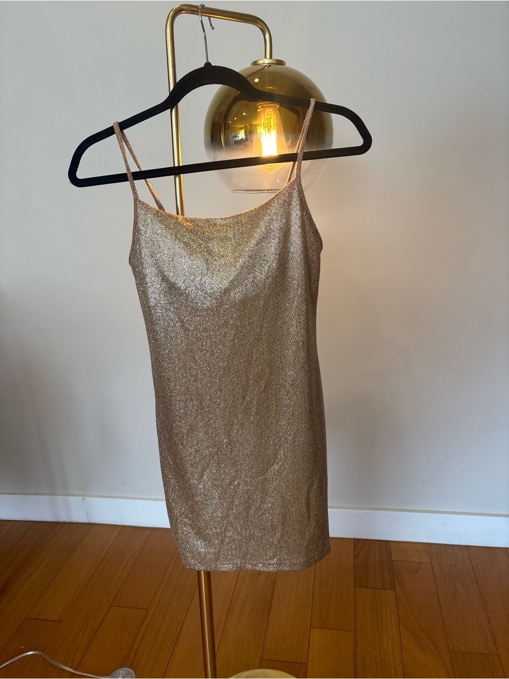 Topshop Gold Shimmer Mini Slip Dress